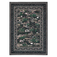 Garvee Floral 4x6 Area Rugs Washable Non Slip Modern Floor Rugs for Living Room Bedroom, Black, Low Pile, Stain Resistant