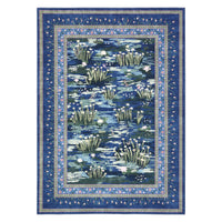 Garvee Washable 4x6 Area Rug Blue Water Lily Pond Floral Rug Non Slip Soft Low Pile Indoor Carpet for Living Room Bedroom