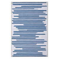 Garvee Entryway Rug 2X3 Modern Berber Stripe Small Rug Bohemian Indoor Carpet Non Slip Non Shedding Throw Rug Farmhouse Floor Cover Low Pile Rug for Bathroom Living Room, Cream/Blue