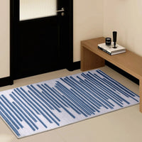 Garvee Entryway Rug 2X3 Modern Berber Stripe Small Rug Bohemian Indoor Carpet Non Slip Non Shedding Throw Rug Farmhouse Floor Cover Low Pile Rug for Bathroom Living Room, Cream/Blue