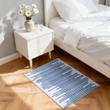Garvee Entryway Rug 2X3 Modern Berber Stripe Small Rug Bohemian Indoor Carpet Non Slip Non Shedding Throw Rug Farmhouse Floor Cover Low Pile Rug for Bathroom Living Room, Cream/Blue - Blue