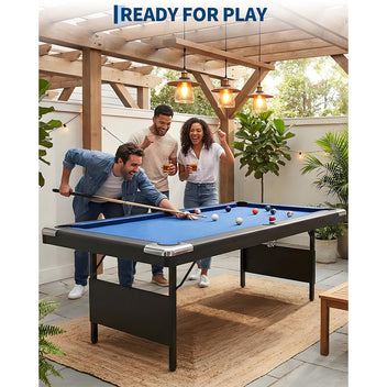 Garvee 7 ft Foldable Pool Table Billiard Table Compact Indoor Outdoor Black Blue Red