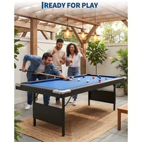 Garvee 7 ft Foldable Pool Table Billiard Table Compact Indoor Outdoor Black Blue Red