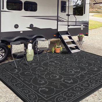 Garvee 9' x 12' Outdoor Rug Plastic Straw Waterproof Reversible Lightweight Foldable Patio Porch Backyard Camping