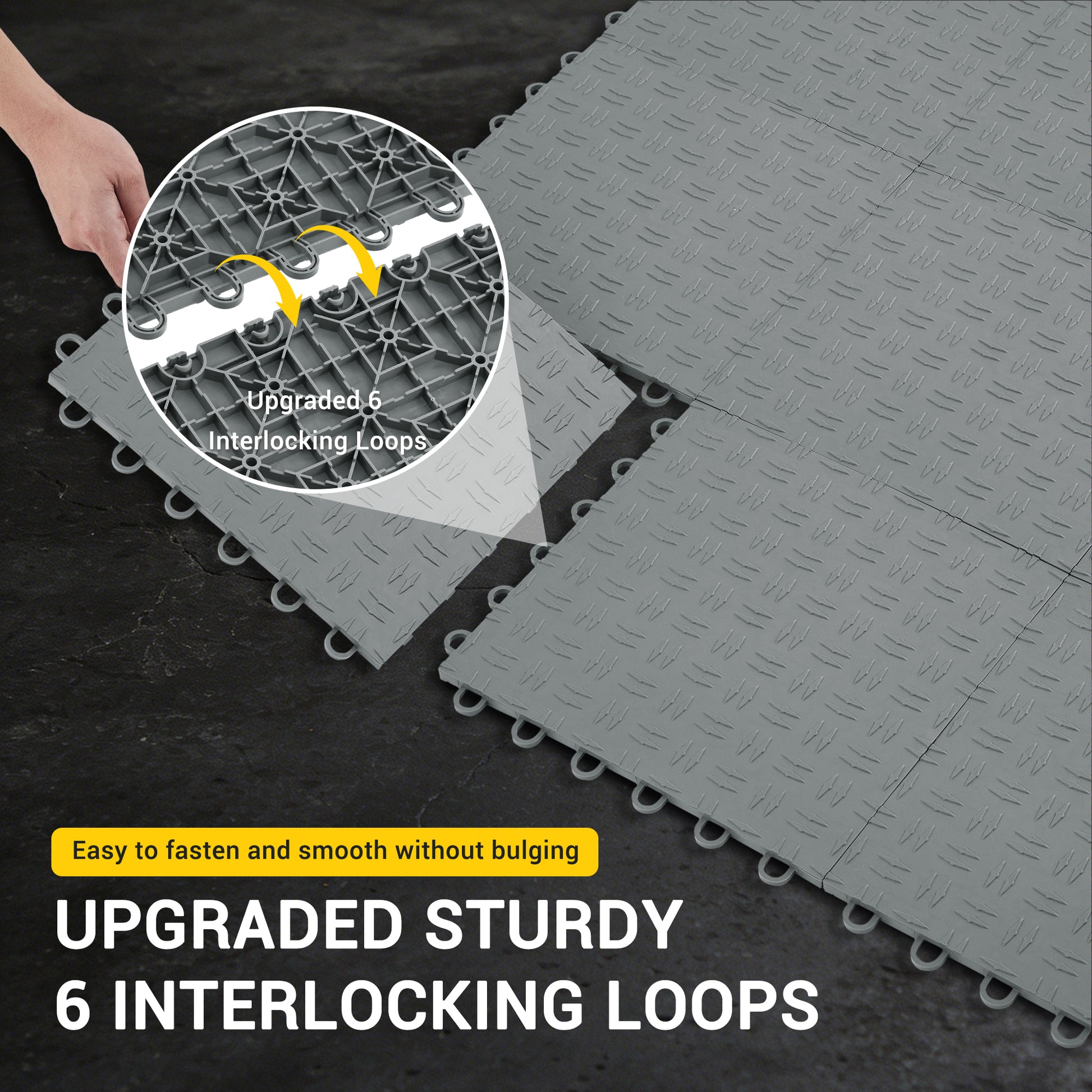 Garvee 50 Pack 12"X12" Interlocking Garage Floor Tiles,Double-Sided Non-Slip Flooring, Heavy Duty PVC Garage Flooring Tiles Covering for Basement, Workshop & Repair Shop, Gray