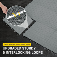 Garvee 50 Pack 12"X12" Interlocking Garage Floor Tiles,Double-Sided Non-Slip Flooring, Heavy Duty PVC Garage Flooring Tiles Covering for Basement, Workshop & Repair Shop, Gray