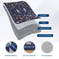 Garvee Extra Large Area Rug 10x13 Blue Washable Non Slip Floral Peacock Printed Rug for Living Room Bedroom Nursery Office