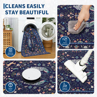 Garvee Extra Large Area Rug 10x13 Blue Washable Non Slip Floral Peacock Printed Rug for Living Room Bedroom Nursery Office