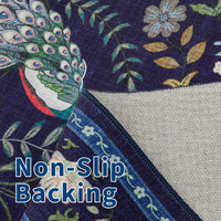 Garvee Extra Large Area Rug 10x13 Blue Washable Non Slip Floral Peacock Printed Rug for Living Room Bedroom Nursery Office
