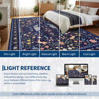 Garvee Extra Large Area Rug 10x13 Blue Washable Non Slip Floral Peacock Printed Rug for Living Room Bedroom Nursery Office