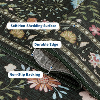 Garvee Extra Large Area Rug 10x13 Washable Non Slip Floral Peacock Printed Rug Green for Living Room Bedroom Nursery Office