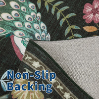 Garvee Extra Large Area Rug 10x13 Washable Non Slip Floral Peacock Printed Rug Green for Living Room Bedroom Nursery Office
