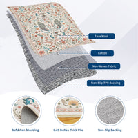 Garvee Floral 5x7 Area Rugs Washable Soft Indoor Non-Slip Low Pile Accent Rug Beige for Living Room Bedroom Nursery