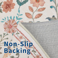 Garvee Floral 5x7 Area Rugs Washable Soft Indoor Non-Slip Low Pile Accent Rug Beige for Living Room Bedroom Nursery