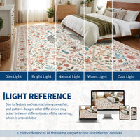Garvee Floral 5x7 Area Rugs Washable Soft Indoor Non-Slip Low Pile Accent Rug Beige for Living Room Bedroom Nursery
