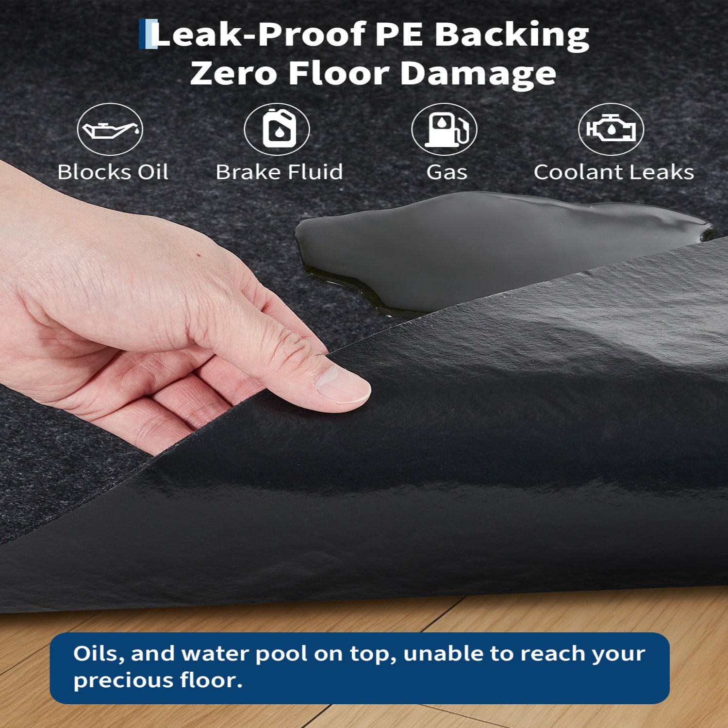 Garvee Garage Mats Oversize Garage Floor Paking Mat for Under Car, 7'4" × 17' Non-Slip Gray Garage Flooring Carpets, Absorbent Oil Garage Parking Mat, Waterproof Mats