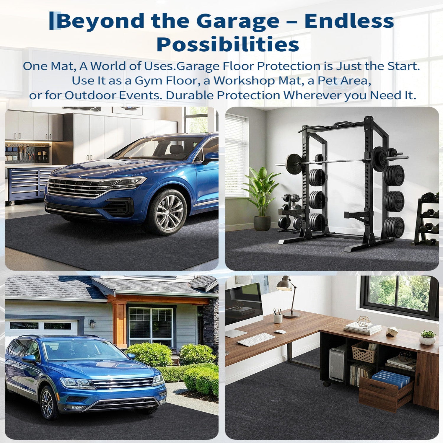 Garvee Garage Mats Oversize Garage Floor Paking Mat for Under Car, 8.8 x 22 Ft Non-Slip Gray Garage Flooring Carpets, Absorbent Oil Garage Parking Mat, Waterproof Mats