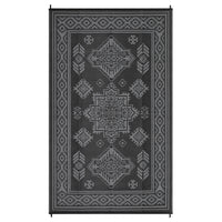 Garvee 9x18 Vintage Outdoor Rugs Waterproof Patio Rugs Indoor Outdoor Medallion Reversible Mat Foldable Lightweight Plastic Straw Carpet for Deck, Picnic, Porch, Camper, Balcony, Beach, Black