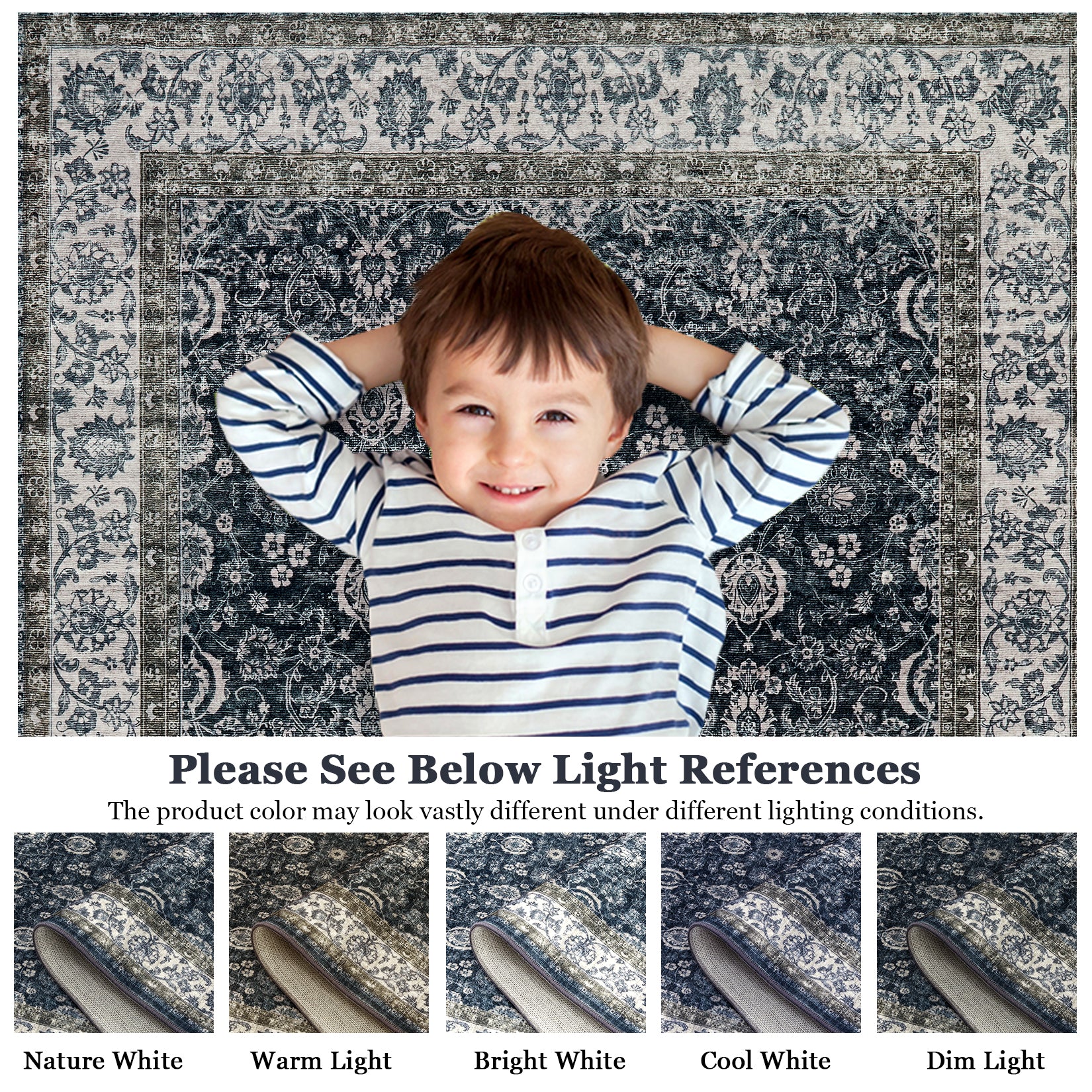 Garvee 2x6 Vintage Persian Runner Rug, Non Slip Low Pile Soft Hallway Rug, Decorative Carpet Runner for Entryway, Bedroom & Kitchen, Black/Beige