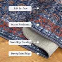 Garvee 2x6 Vintage Persian Runner Rug, Non Slip Low Pile Soft Hallway Rug, Decorative Carpet Runner for Entryway, Bedroom & Kitchen, Blue/Red
