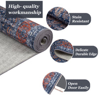 Garvee 2x6 Vintage Persian Runner Rug, Non Slip Low Pile Soft Hallway Rug, Decorative Carpet Runner for Entryway, Bedroom & Kitchen, Blue/Red
