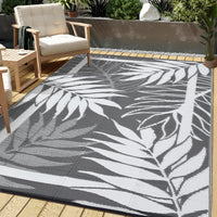 Garvee Outdoor Waterproof Reversible Rug – Modern Grey & White Plastic Patio Carpet, UV & Fade Resistant, Non-Slip, Easy Clean – For Garden, Deck, Porch, Backyard, Camping, 8x10ft
