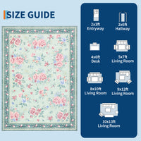 Garvee Vintage Floral Runner Rug 2x6 Washable Non-Slip Kitchen Rug, Soft Low Pile Hallway Runner Carpet for Entryway Bedroom, Green