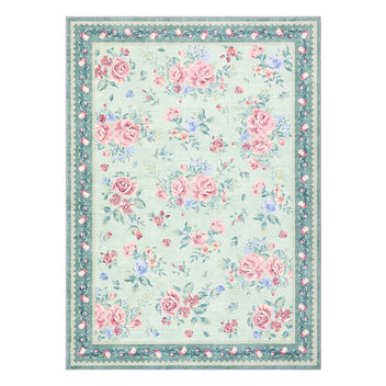 Garvee Floral Washable Rugs 10x13 Non-Slip Vintage Retro Area Rug Green for Living Room Bedroom Nursery Dining Room