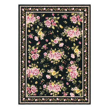 Garvee Floral 10x13 Area Rugs Non Slip Vintage Low Pile Soft Farmhouse Bedroom Girls Black