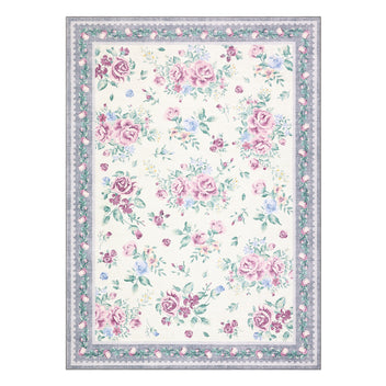 Garvee Floral Washable Rugs 10x13, Large Area Rug, Non-Slip Thin Vintage Girls Bedroom Rug, Grey