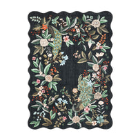 Garvee Scalloped Washable 8x10 Area Rug Floral Peacock Rugs for Living Room Bedroom Soft Non Slip Large Under Table Carpet Black