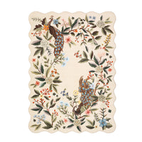 Garvee Scalloped Floral Peacock 4x6 Rug, Washable Large Non Slip Nursery Rugs, Indoor Farmhouse Low Pile Area Rug, Beige