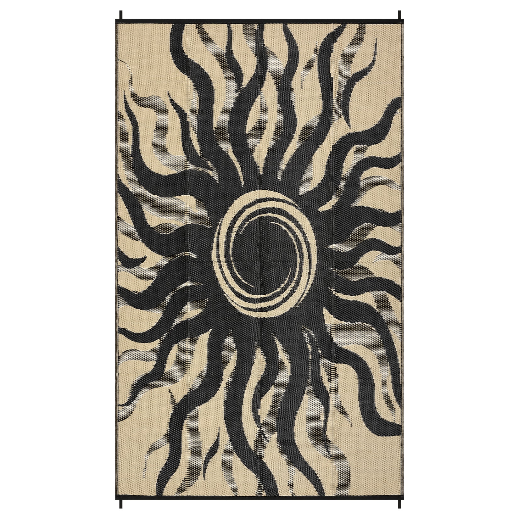 Garvee Outdoor Rug 8x10 Waterproof Boho Sun Pattern Reversible Plastic Straw UV-Resistant Lightweight Patio Mat for Deck Backyard Picnic