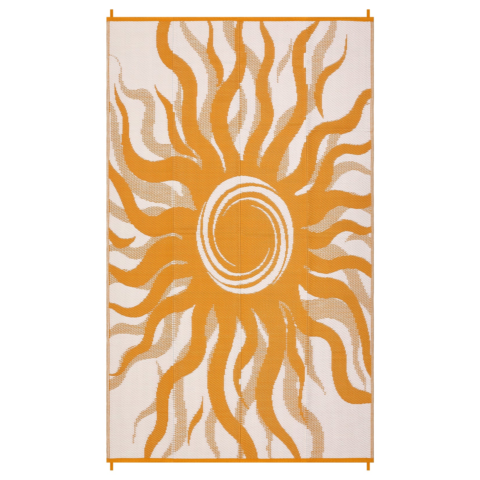 Garvee Outdoor Rug 8x10 Waterproof Boho Sun Pattern Reversible Plastic Straw UV-Resistant Lightweight Patio Mat for Deck Picnic Beach