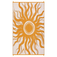 Garvee Outdoor Rug 8x10 Waterproof Boho Sun Pattern Reversible Plastic Straw UV-Resistant Lightweight Patio Mat for Deck Picnic Beach
