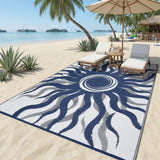 Garvee Outdoor Rug 9x12 Waterproof Reversible Plastic Straw Quick-Dry UV Resistant Lightweight Foldable for Camping Picnic Balcony Porch RV - Navy Blue