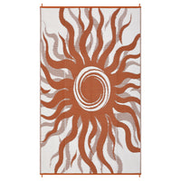 Garvee Outdoor Rug 8x10 Waterproof Patio Rug with Boho Sun Pattern, Reversible Plastic Straw, UV-Resistant, Lightweight, Foldable for Camping and Backyard