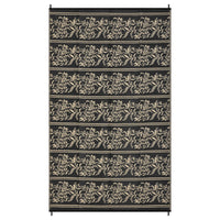 Garvee Waterproof Reversible Outdoor Rug - Boho Leaf Design - Large, UV & Mark Resistant, Collapsible Plastic Area Mat with 4 Stakes & Storage Bag for Camping, RV, Deck, Balcony, Backyard,9x12ft, Black Coffee