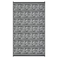 Garvee Waterproof Reversible Outdoor Rug - Boho Leaf Design - Large, UV & Mark Resistant, Collapsible Plastic Patio Carpet with Stakes & Storage Bag for RV, Camping, Deck, Balcony, Backyard ,9x18ft, Grey White
