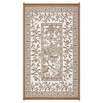 Garvee Reversible Outdoor Rug 9x12ft, Brown/White - Waterproof Plastic Woven Patio Mat, UV Resistant, Easy to Clean, Portable Carpet for Garden, Camping, Backyard