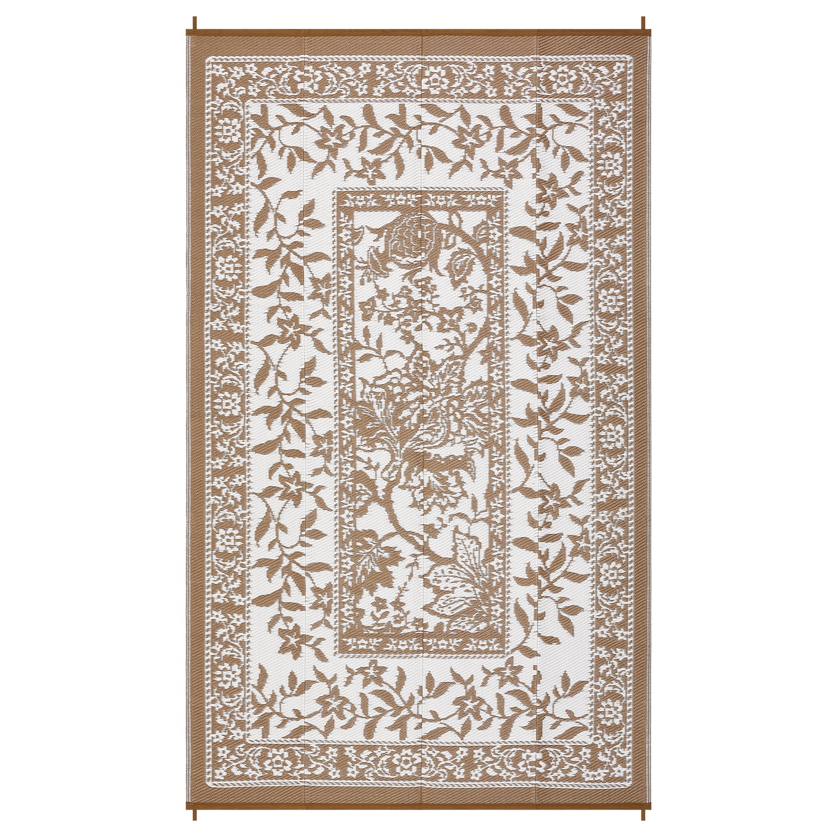 Garvee Reversible Outdoor Rug 8x10ft, Brown/White - Waterproof UV-Resistant Plastic Mat, Easy Clean, Low Pile Portable Carpet for Patio, Garden, Camping