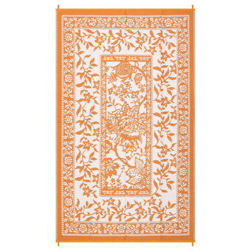 Garvee Reversible Outdoor Rug 9x12ft, Orange/White - Waterproof Plastic Woven Patio Mat, UV Resistant, Easy Clean, Portable for Camping, Garden, Backyard