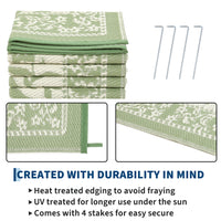 Garvee Reversible Outdoor Area Rug 9x12ft, Gray Green/Ivory White - Waterproof & UV Resistant Plastic Mat, Easy Clean, Portable for Patio, Garden, Camping, RV