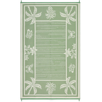 Garvee Outdoor Rug 9x12 Waterproof Reversible Plastic Straw Tropical Leaf Design UV-Resistant Camping Patio Deck Mat
