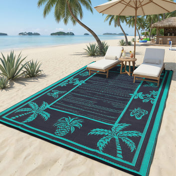 Garvee Outdoor Rug 8x10 Waterproof Reversible Polypropylene Durable UV-Protected Lightweight Patio Deck Balcony Camping