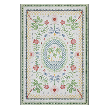 Garvee Premium Animal & Floral Area Rug – Kids & Living Room Friendly, Soft Woven Carpet, 5x7 ft