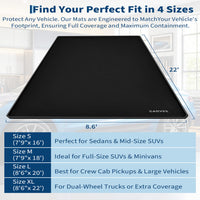 Garvee 8.6' × 22' Garage Floor Mat Waterproof Containment Mat with 1.2" Raised Edge, Heavy Duty 1000D PVC Non-Slip Under Car Mat for Snow Rain Mud, Includes Squeegee & 8 Hook-and-Loop Fasteners, Black