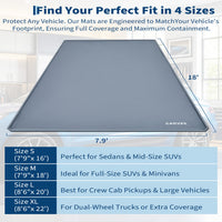 Garvee 7.9' × 18' Garage Floor Mat Waterproof Containment Mat with 1.2" Raised Edge, Heavy Duty 1000D PVC Non-Slip Under Car Mat for Snow Rain Mud, Includes Squeegee & 8 Hook-and-Loop Fasteners, Gray