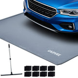 Garvee 7.9' × 16' Garage Floor Mat Waterproof Containment Mat with 1.2" Raised Edge, Heavy Duty 1000D PVC Non-Slip Under Car Mat for Snow Rain Mud, Includes Squeegee & 8 Hook-and-Loop Fasteners, Gray - Gray