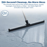 Garvee 7.9' × 16' Garage Floor Mat Waterproof Containment Mat with 1.2" Raised Edge, Heavy Duty 1000D PVC Non-Slip Under Car Mat for Snow Rain Mud, Includes Squeegee & 8 Hook-and-Loop Fasteners, Gray